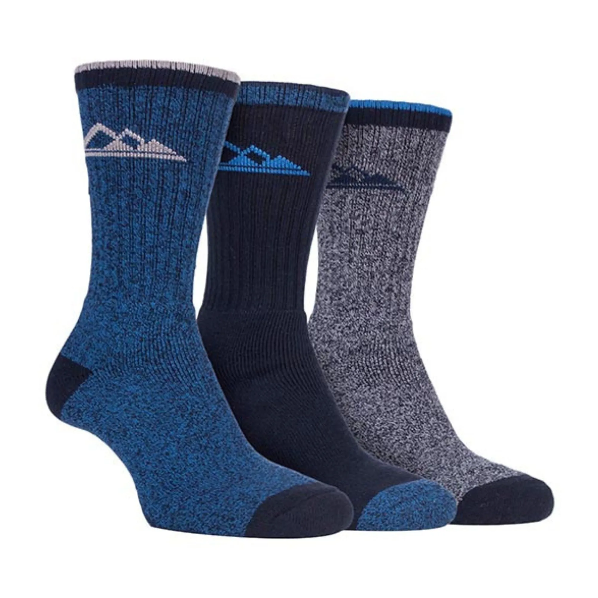 3 Pack Mens Padded Sole Anti Blister Cotton Hiking Socks