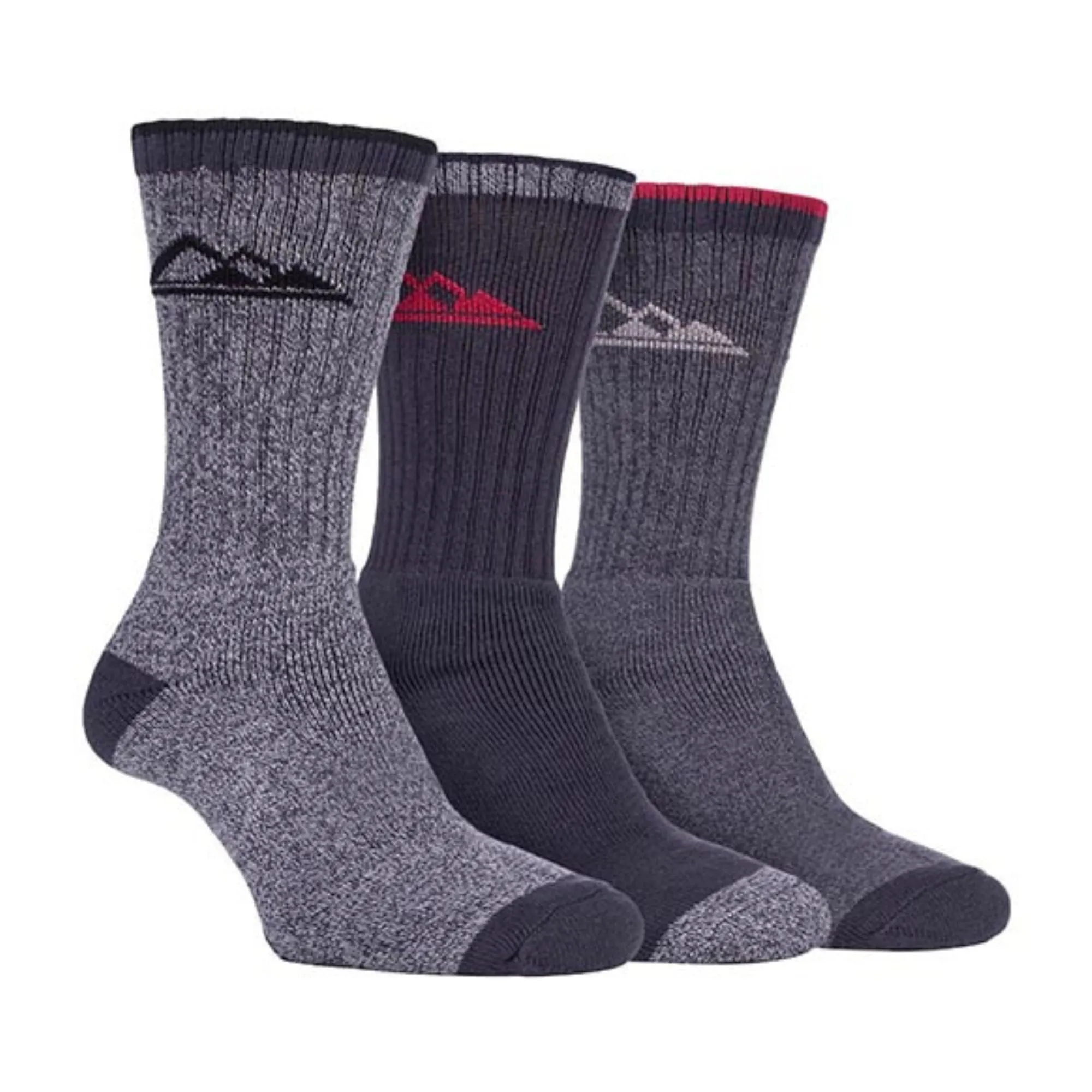 3 Pack Mens Padded Sole Anti Blister Cotton Hiking Socks