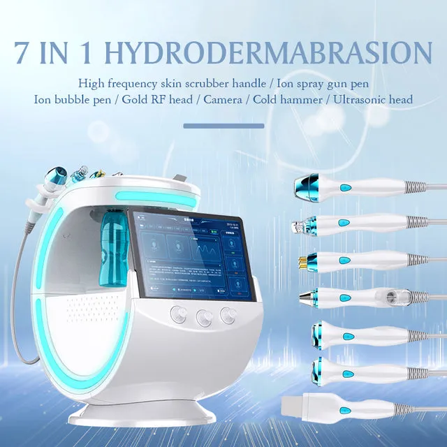 7 in 1 Microdermabrasion Peeling Machine Ultrasound Analyzer Oxygen Spray Gun RF Dermabrasion Skin Analysis Machine In Store