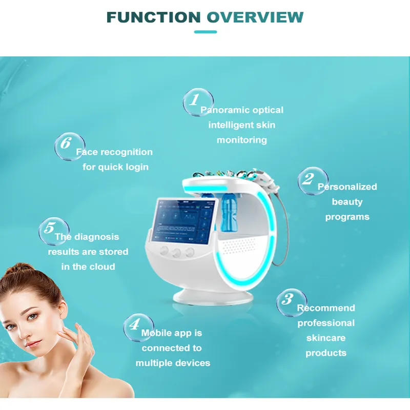 7 in 1 Microdermabrasion Peeling Machine Ultrasound Analyzer Oxygen Spray Gun RF Dermabrasion Skin Analysis Machine In Store