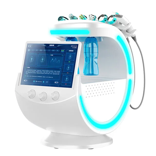 7 in 1 Microdermabrasion Peeling Machine Ultrasound Analyzer Oxygen Spray Gun RF Dermabrasion Skin Analysis Machine In Store