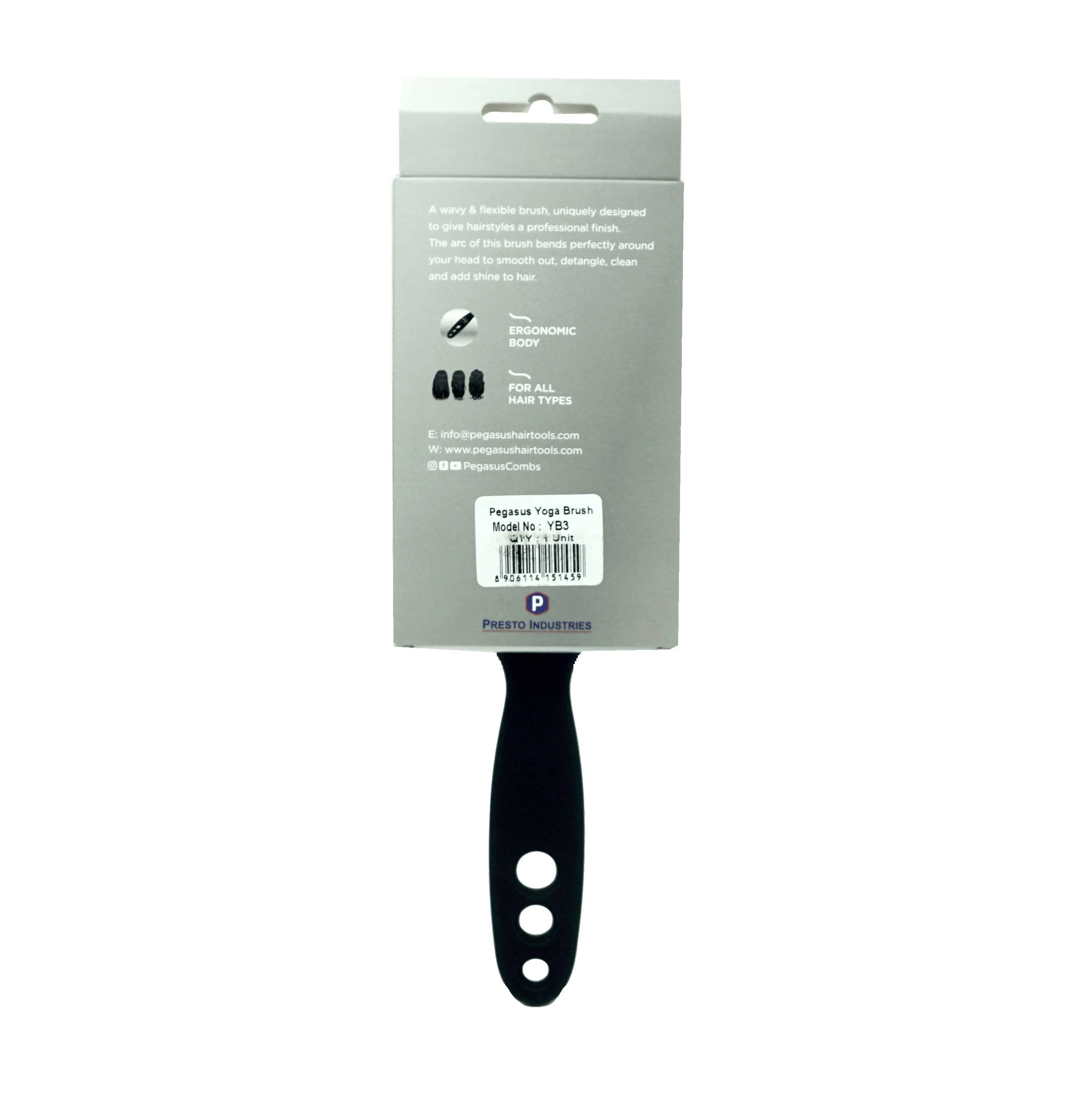 9in Flexible Vented Brush, Pegasus YB3 - Yoga Brush with Nylon and Boar Bristles