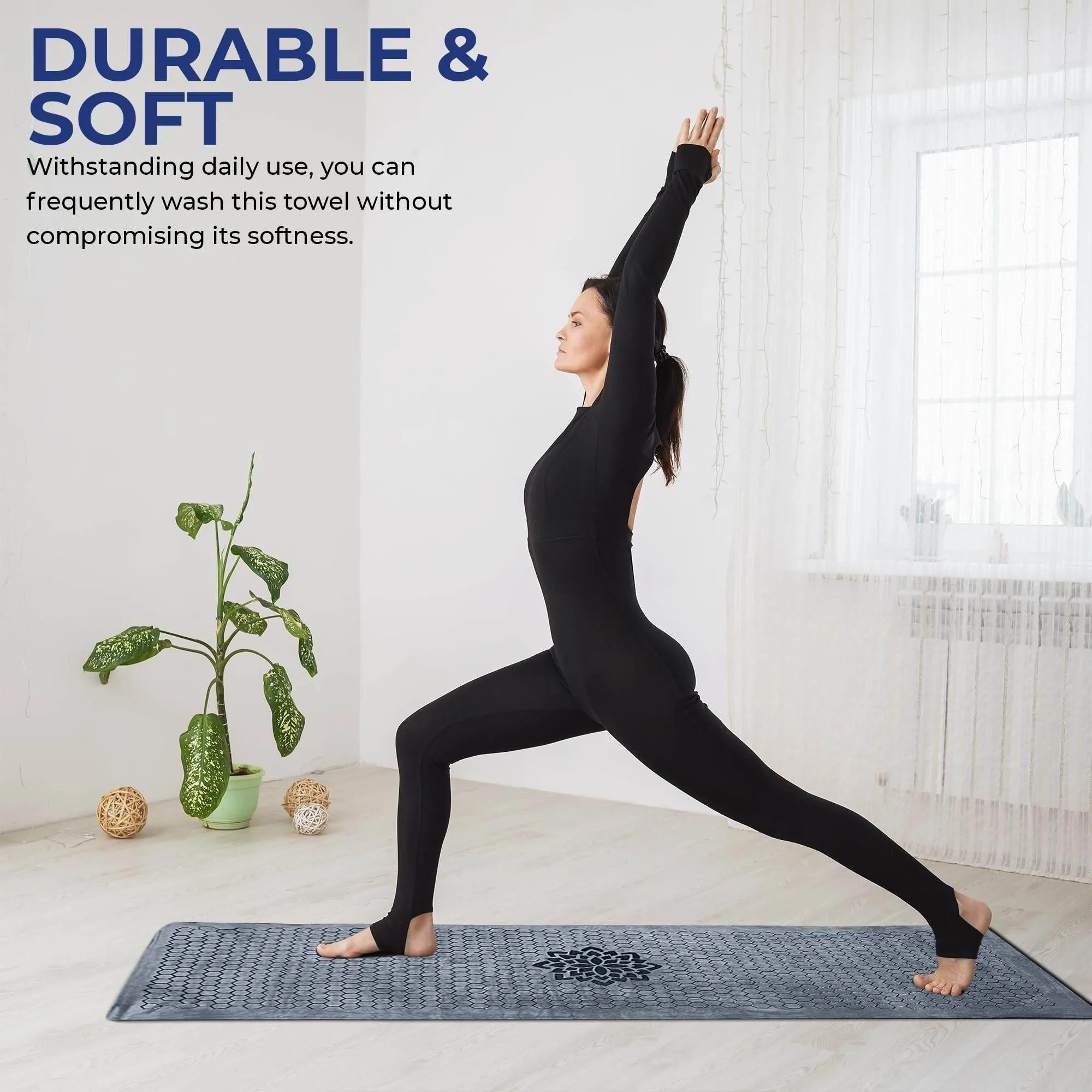 Activate Yo Hot Yoga Mat Towel - Yoga Mat Non Slip w/Honeycomb Design | Easy to Carry Hot Yoga Towel | Perfectly Sized Non Slip Yoga Mat 73” x 26” | Soft & Durable Hot Yoga Towels