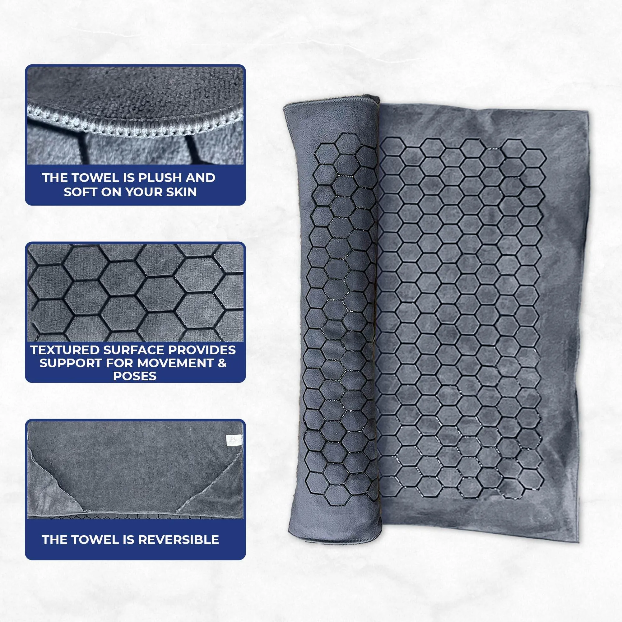 Activate Yo Hot Yoga Mat Towel - Yoga Mat Non Slip w/Honeycomb Design | Easy to Carry Hot Yoga Towel | Perfectly Sized Non Slip Yoga Mat 73” x 26” | Soft & Durable Hot Yoga Towels
