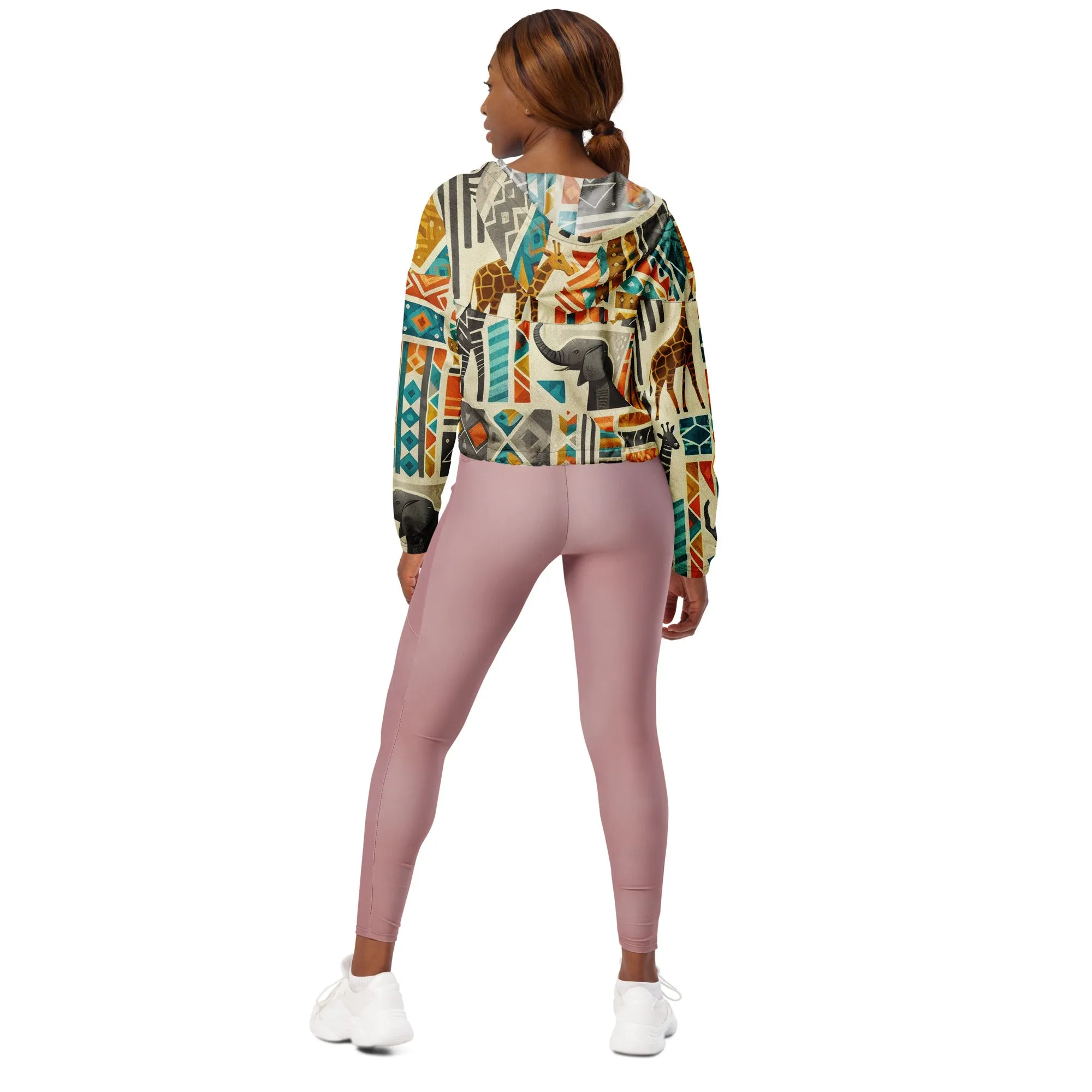 African print women’s cropped windbreaker