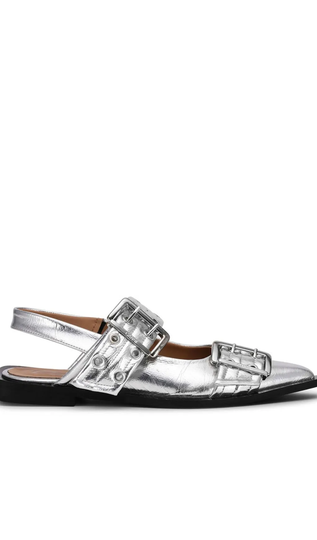 Anabella Buckle Ballerinas - Silver