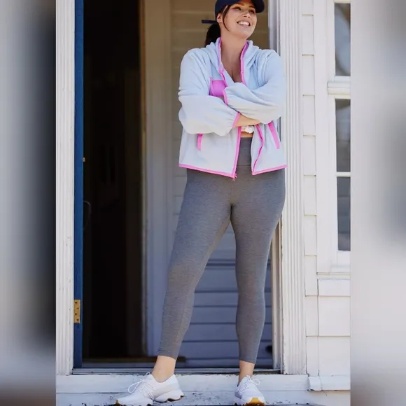 Anthropologie Daily Practice Stellar blue pink zip up fleece 1X