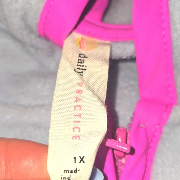 Anthropologie Daily Practice Stellar blue pink zip up fleece 1X