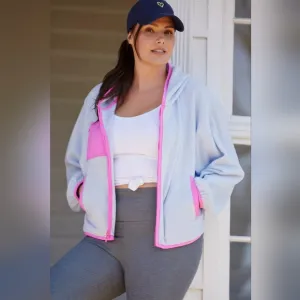 Anthropologie Daily Practice Stellar blue pink zip up fleece 1X