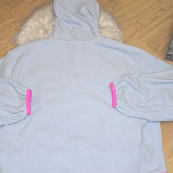 Anthropologie Daily Practice Stellar blue pink zip up fleece 1X