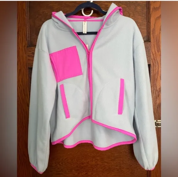 Anthropologie Daily Practice Stellar blue pink zip up fleece 1X