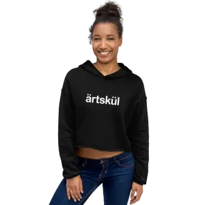 artskul women's black cropped hoodie