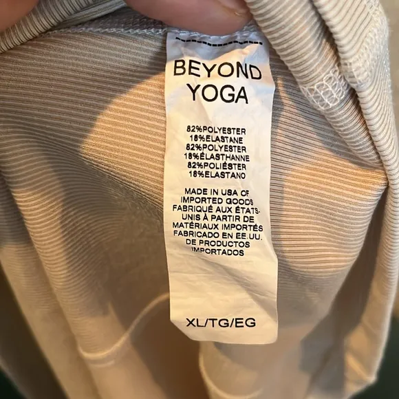 Beyond Yoga 1673 Heather Rib Take A Hike Zip Pullover in Cream Heather.