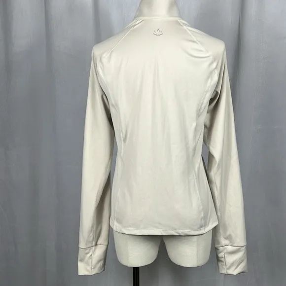 Beyond Yoga 1673 Heather Rib Take A Hike Zip Pullover in Cream Heather.