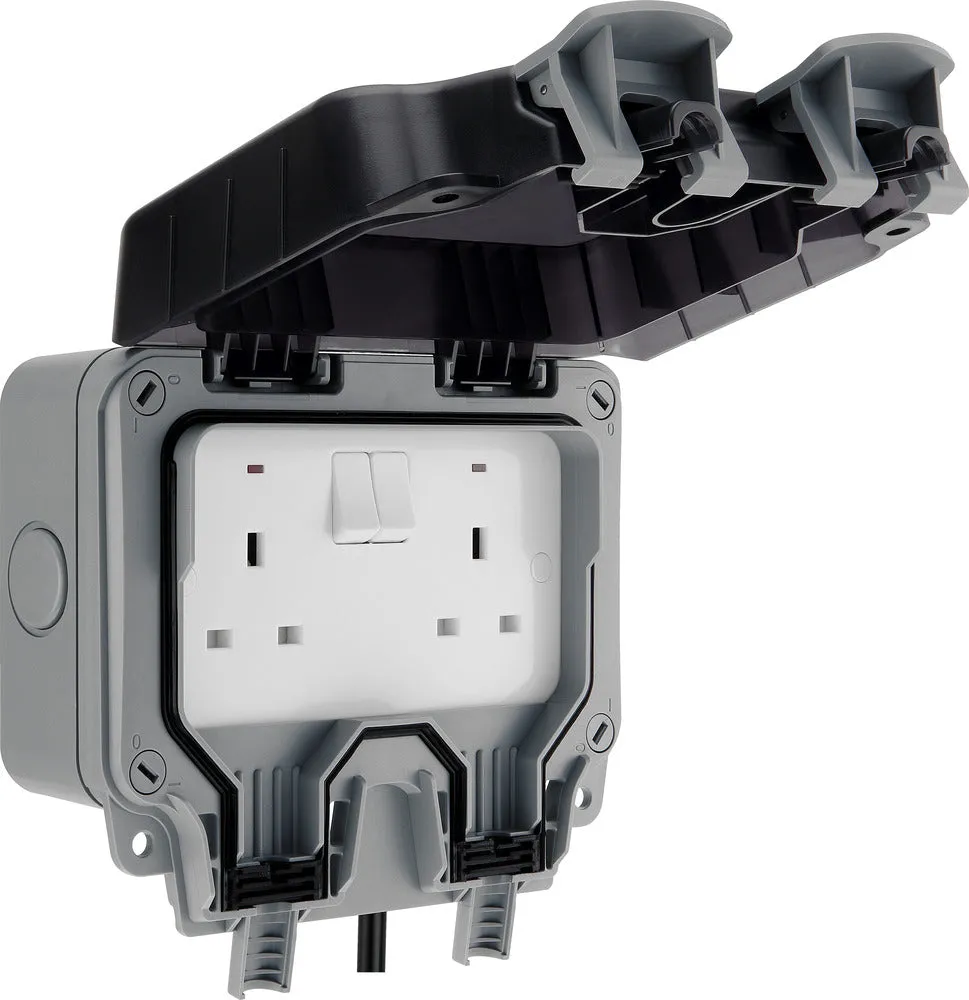 BG WP22KIT/3-02 Weatherproof Nexus Storm 13A 2G Switched Socket  3m Flex & RCD Plug