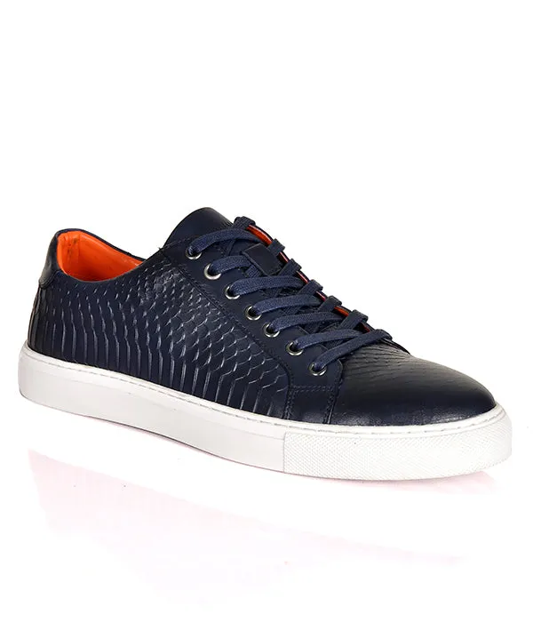 Billionaire Croc Leather Blue Sneakers