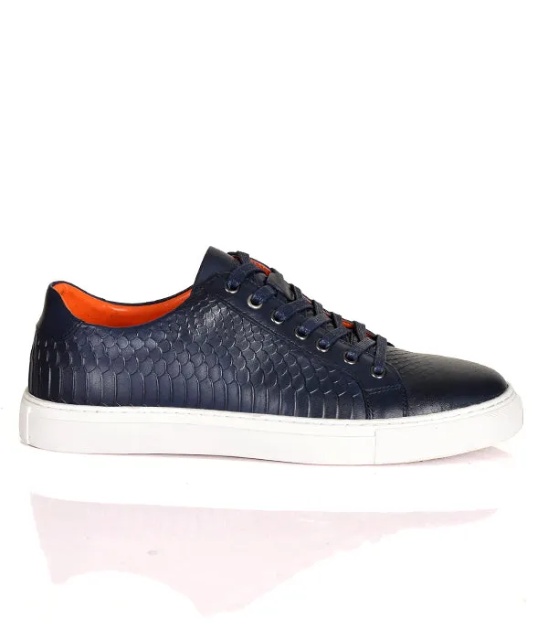 Billionaire Croc Leather Blue Sneakers