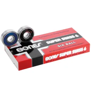 Bones Super Swiss 6 Balls Skateboard Bearings (Pack of 8)