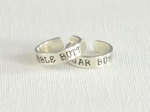 Bubble Butt and Sugar Bum Sterling Silver Toe Ring Set