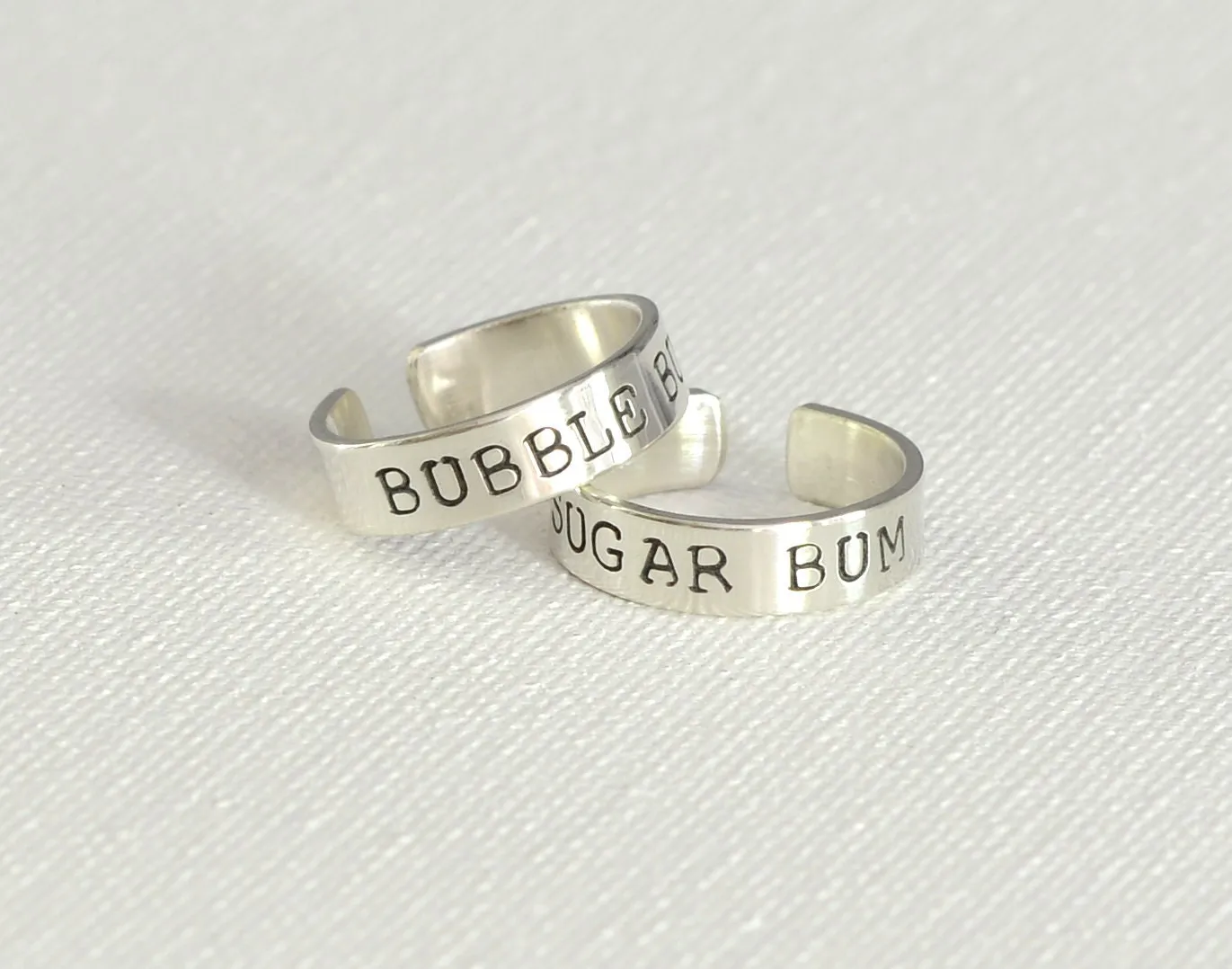 Bubble Butt and Sugar Bum Sterling Silver Toe Ring Set
