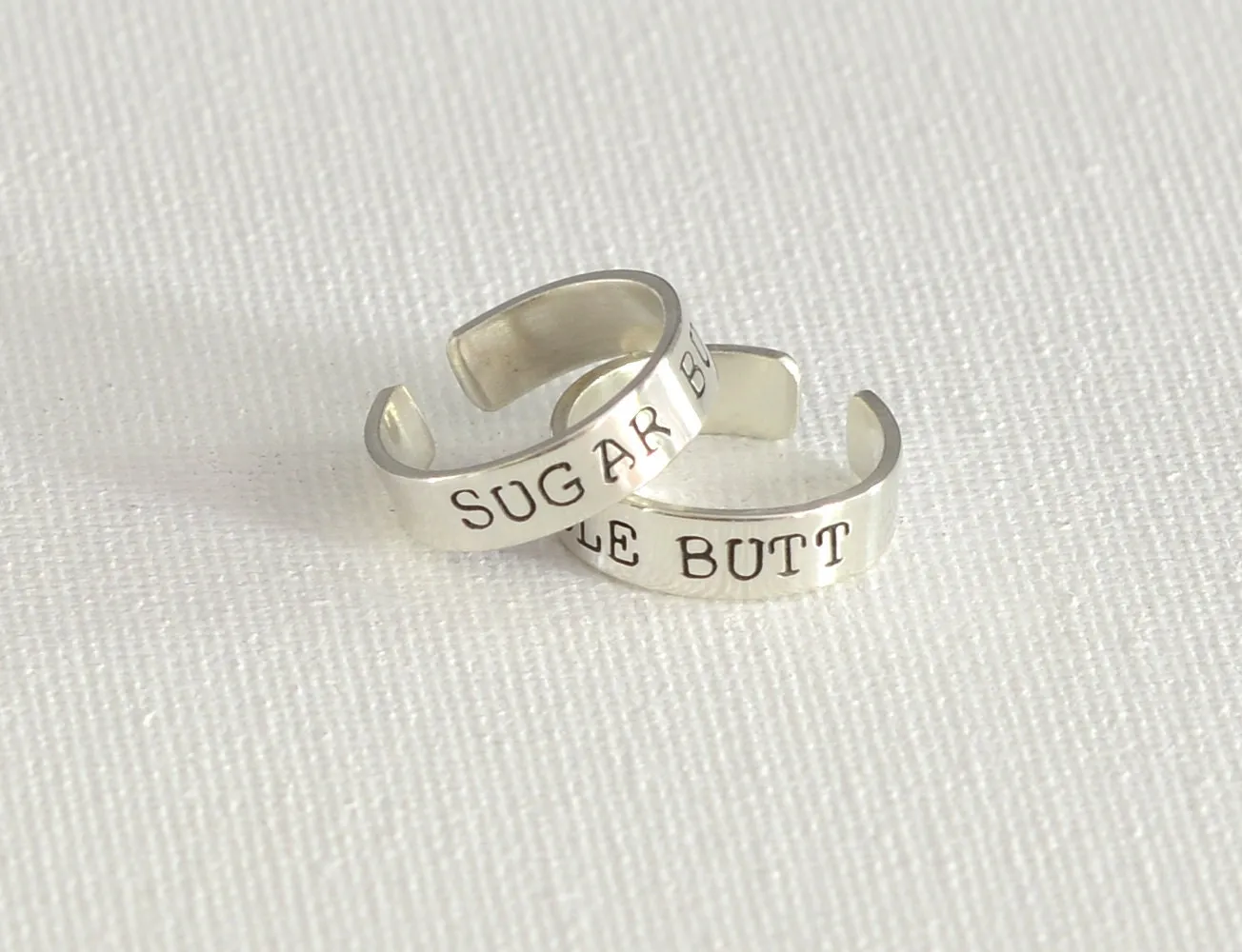 Bubble Butt and Sugar Bum Sterling Silver Toe Ring Set