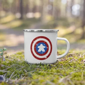 Captain Meeple Shield Enamel Camping Mug