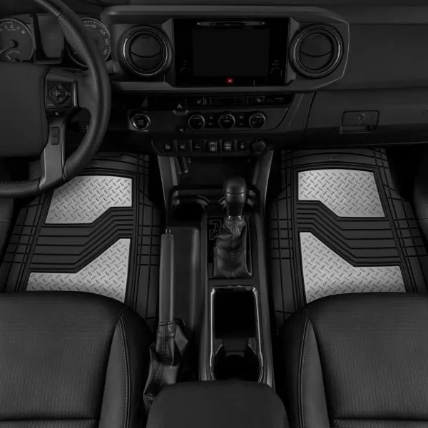 CAT Chrome Mats 4 Pcs Black Silver Pvc
