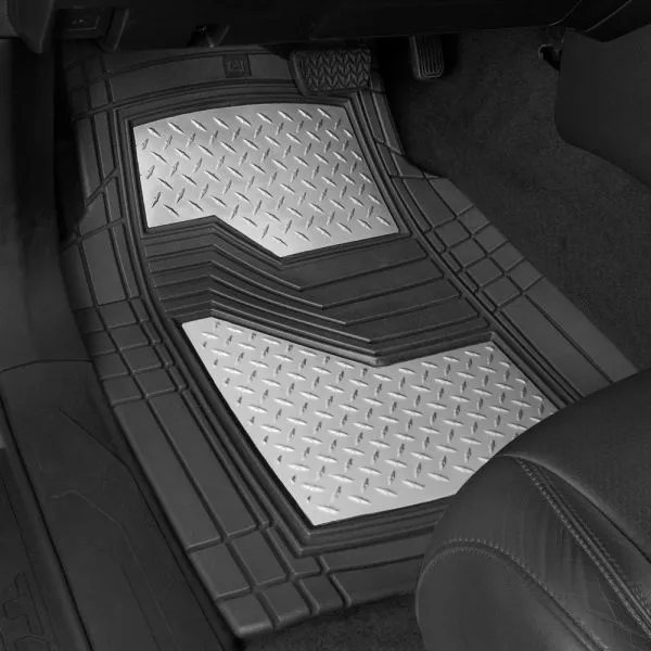 CAT Chrome Mats 4 Pcs Black Silver Pvc
