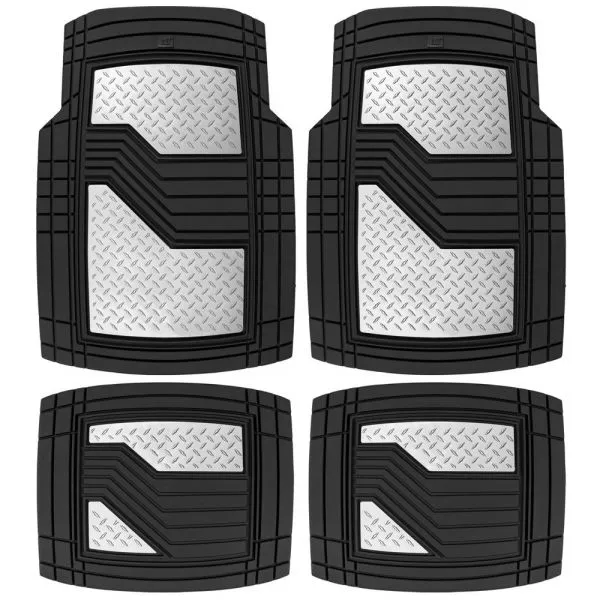CAT Chrome Mats 4 Pcs Black Silver Pvc