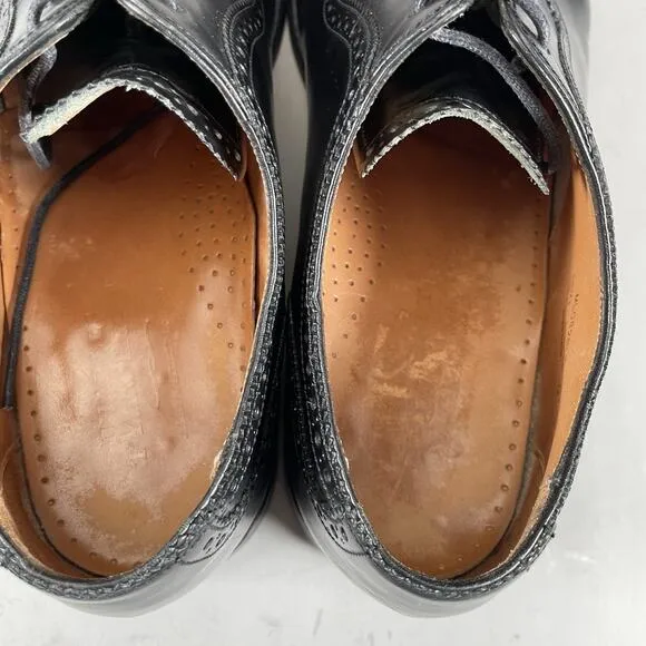 Charles Tyrwhitt Semi Brogue Men’s UK 8 US 9 Black Leather Oxfords Dress Shoes