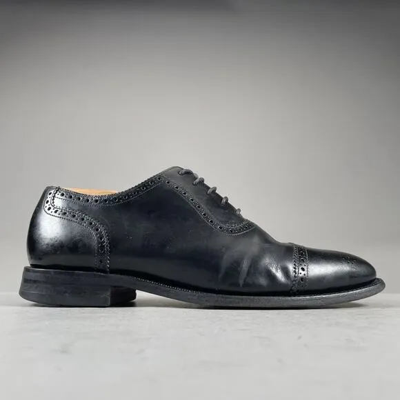 Charles Tyrwhitt Semi Brogue Men’s UK 8 US 9 Black Leather Oxfords Dress Shoes