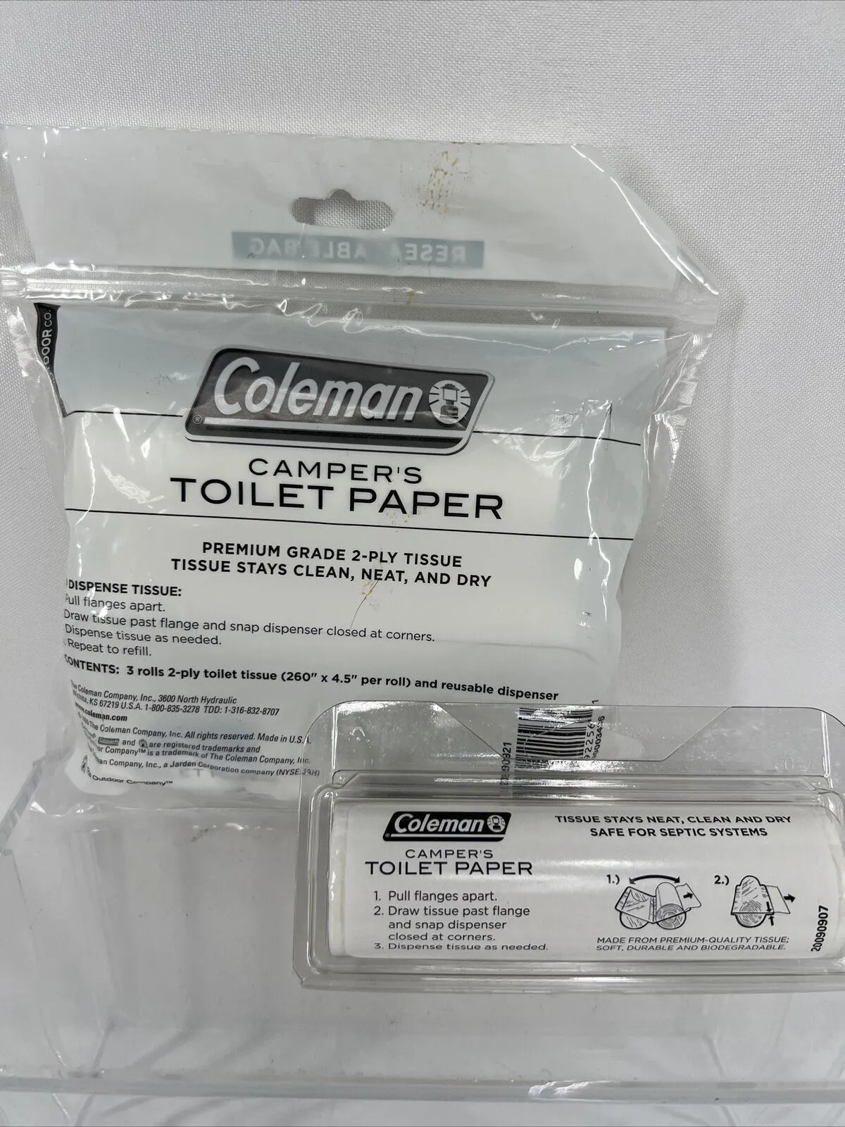 Coleman Camper's Toilet Paper 4-Rolls 2-Ply Sealed Bag Hike