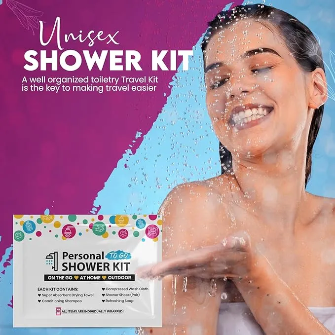 Compact Personal Shower Kit To-Go (Multi-Color) – Your Hygiene Companion for Travel, Gym, Camping | Shower on the Go | Shampoo, Soap, Towel. All in One (1)