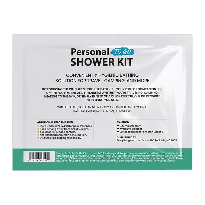 Compact Personal Shower Kit To-Go (Multi-Color) – Your Hygiene Companion for Travel, Gym, Camping | Shower on the Go | Shampoo, Soap, Towel. All in One (1)