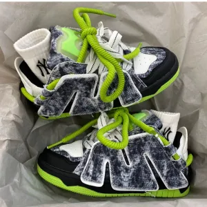 Corry Flat Patchwork Design Neon Flat Air Sneakers
