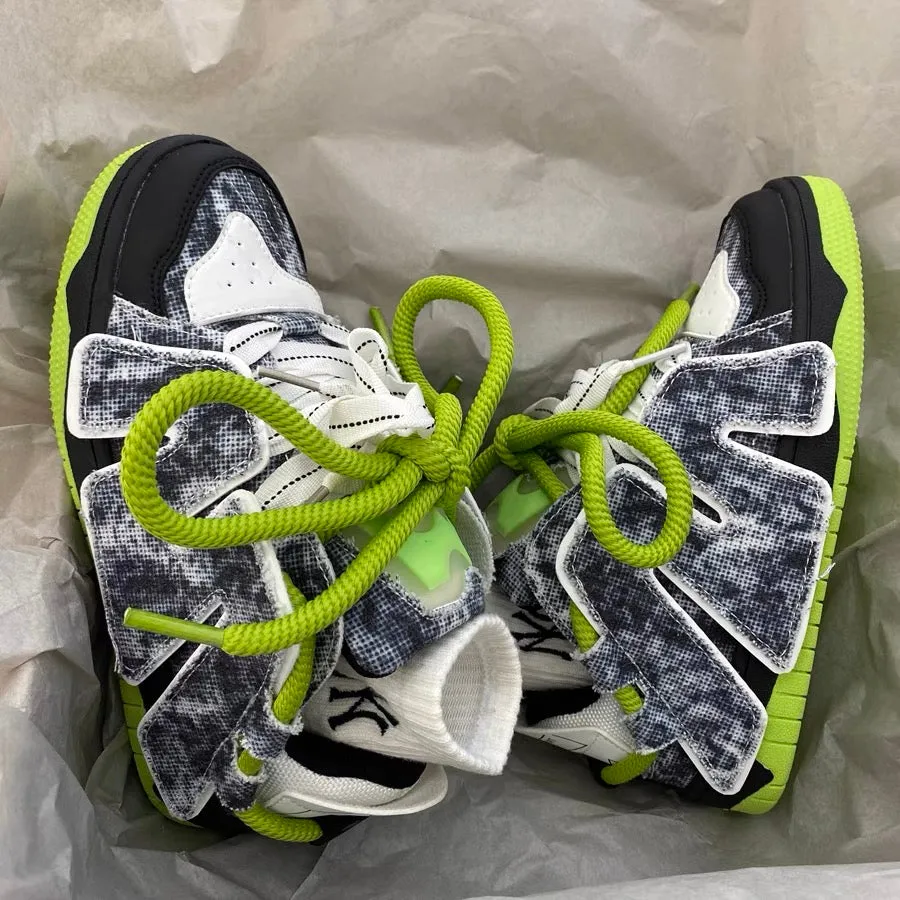 Corry Flat Patchwork Design Neon Flat Air Sneakers