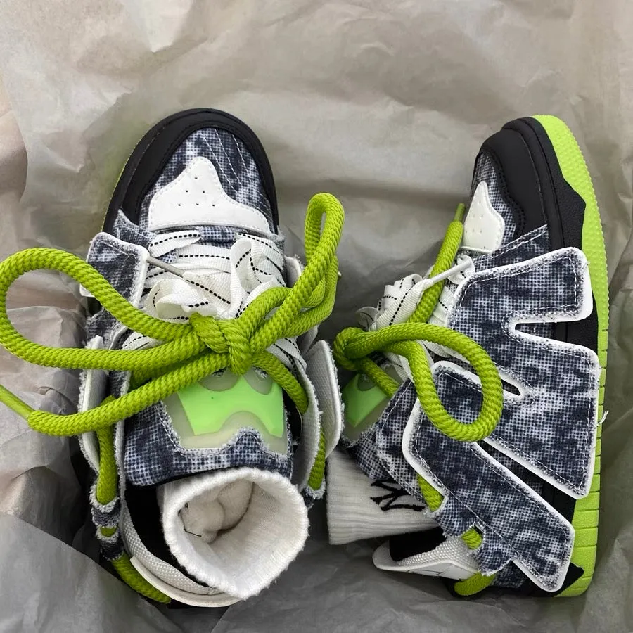 Corry Flat Patchwork Design Neon Flat Air Sneakers
