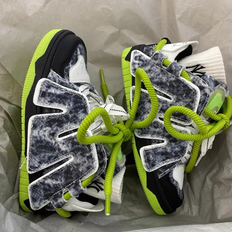 Corry Flat Patchwork Design Neon Flat Air Sneakers