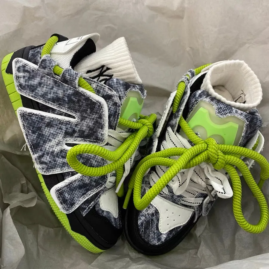 Corry Flat Patchwork Design Neon Flat Air Sneakers