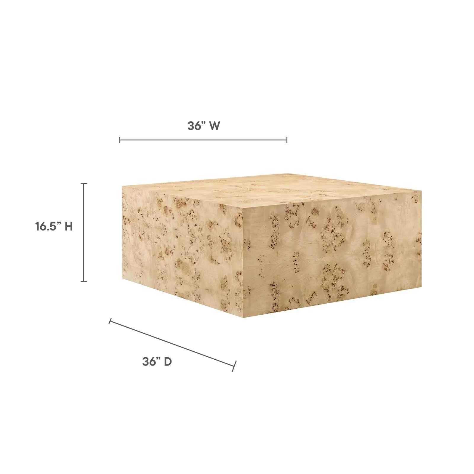 COSMOS SQUARE BURL WOOD COFFEE TABLE