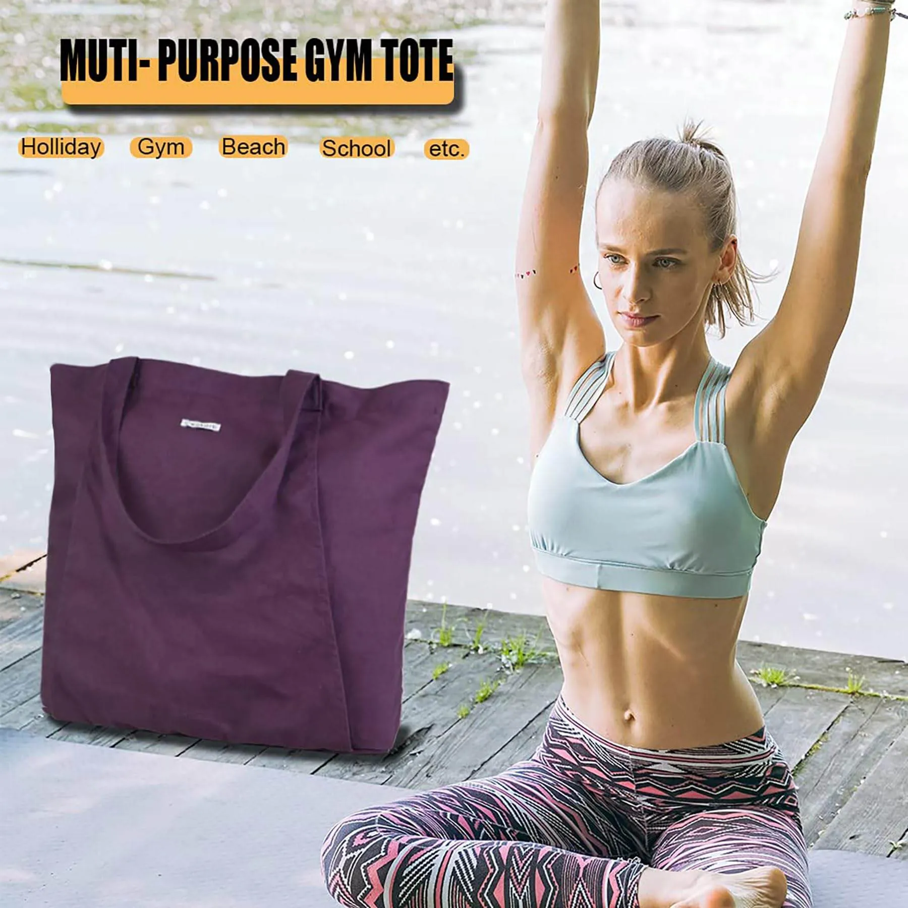Cwokarb Yoga Mat Bag, Yoga Bags and Carriers Fits All Your Stuff, Yoga Tote Bag for Gym, Pilates, Workout, Beach, Travel and Office
