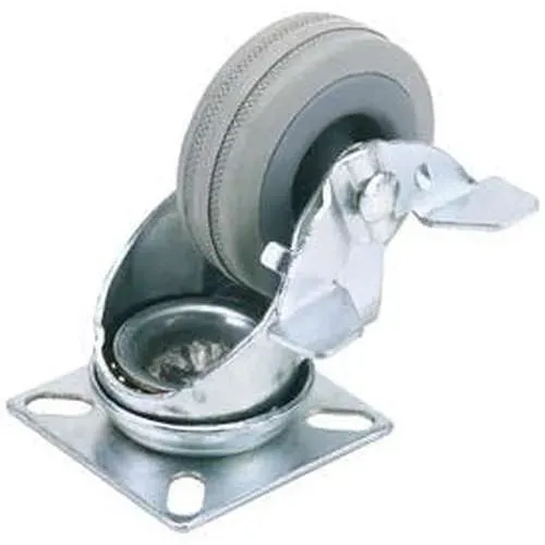 Draper Swivel Plate Fixing Rubber Castor With Brake, 50Mm Diameter, S.W.L. 50Kg Dr-65469