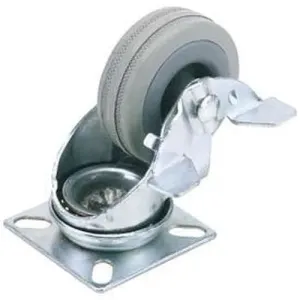 Draper Swivel Plate Fixing Rubber Castor With Brake, 50Mm Diameter, S.W.L. 50Kg Dr-65469