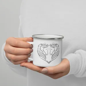 Enamel Mug, Camper Mug-Horse Design Cup, Gift Idea Mug