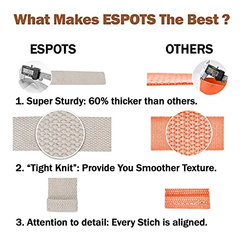 ESPOTS Yoga Strap / Stretch Band (Many Colors, 6/8/10 Feet Options) with Extra Safe D Ring Buckle | Best for Daily Stretching Physical Therapy & Fitness