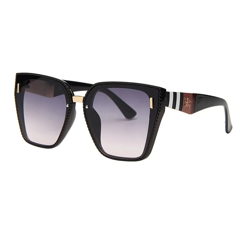 Fashion Square Gradient Mirror Sunglasses Women 2023 Retro Brand Designer Sun Glasses Female  Big Frame  UV400