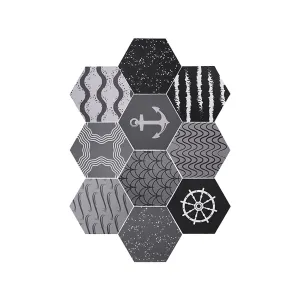 FaSoLa Hexagonal Non-Slip Stickers Mediterranean Style - 10 Pieces