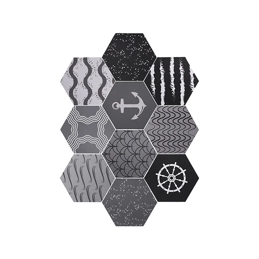 FaSoLa Hexagonal Non-Slip Stickers Mediterranean Style - 10 Pieces