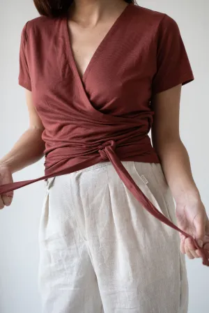 Hagne Tencel Wrap T-Shirt Red