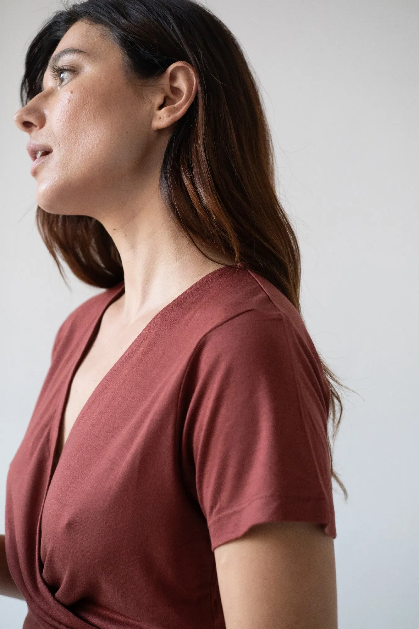 Hagne Tencel Wrap T-Shirt Red